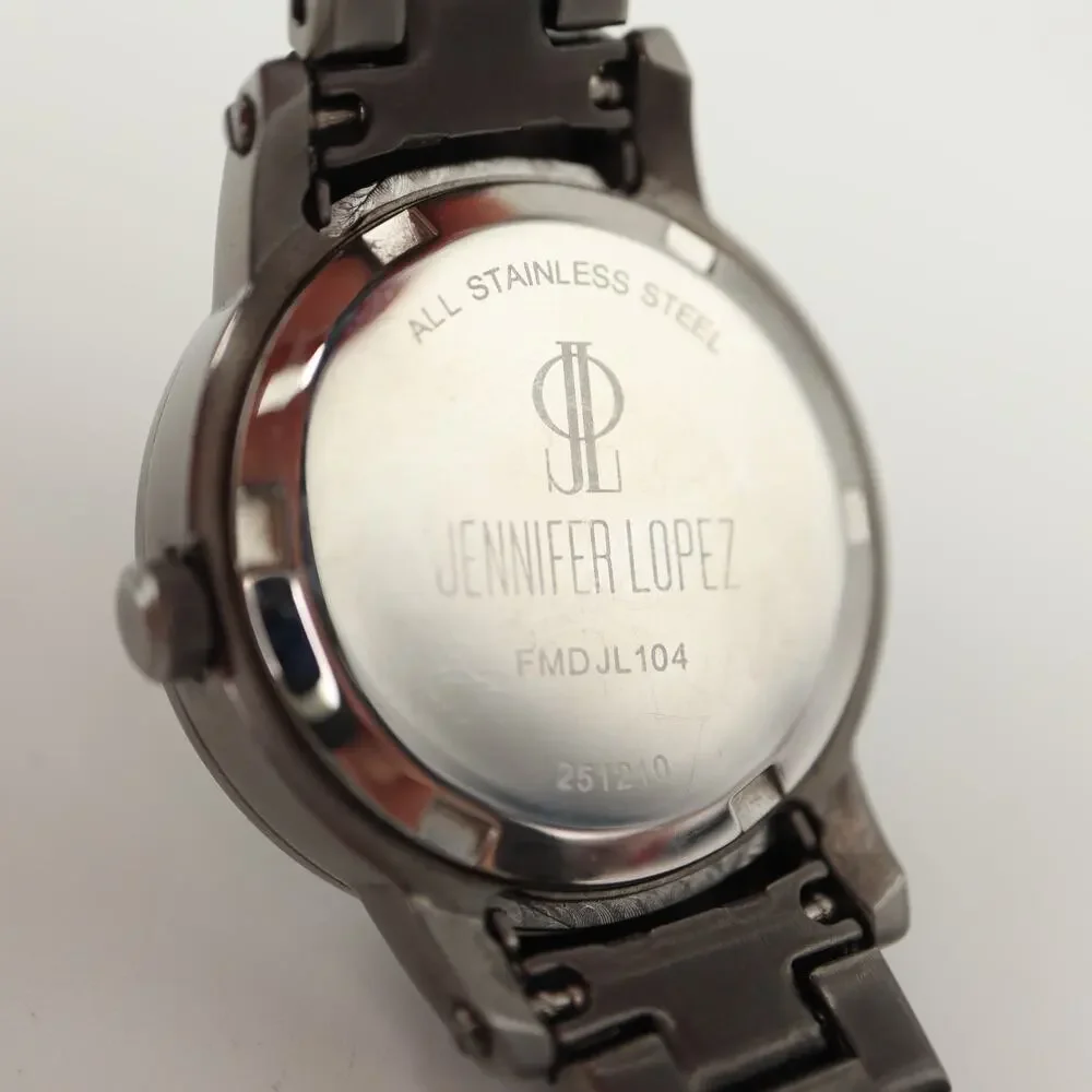 Jennifer Lopez Womens Gray Gunmetal Watch 30mm Stainless Steel with New Battery